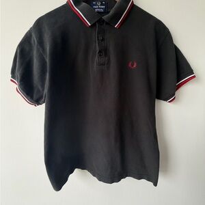 Fred Perry Polo Shirt with Red and White Trim. 3 Button. Made In England